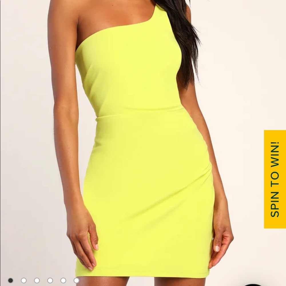 Lulus Style Strut Lime Green One Shoulder Bodycon Mini Dress